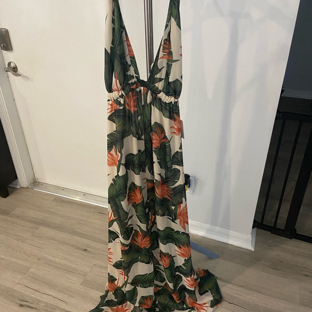 NWT Show Me Your MuMu Tropical Halter Maxi Dress Size Large